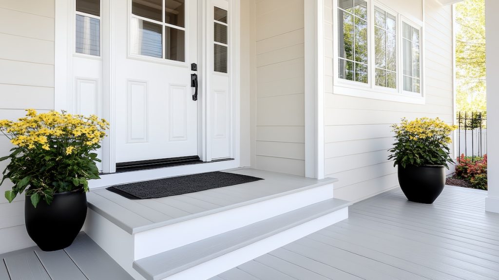 Selling your home after divorce | home porch with yellow flowers